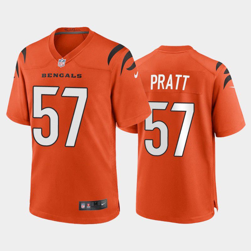 Men Cincinnati Bengals #57 Germaine Pratt Nike Orange Game NFL Jersey->cincinnati bengals->NFL Jersey
